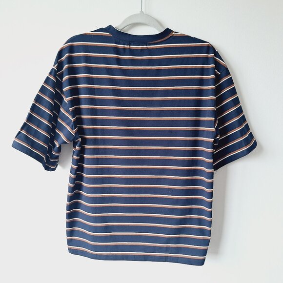 Classic Striped Boxy T-Shirt - Navy and Brown - Picture 5 of 7
